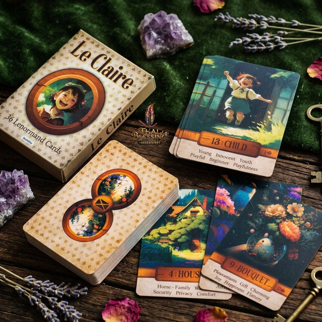 Le Claire Lenormand Oracle Deck (36 Pcs Storybook Art Edition with Keywords) - 10.4x7.4cm Easy-to-Read Divination Cards for Beginners, Intuitive Readings & Collectors Thai Blessing Co By RURUECHA