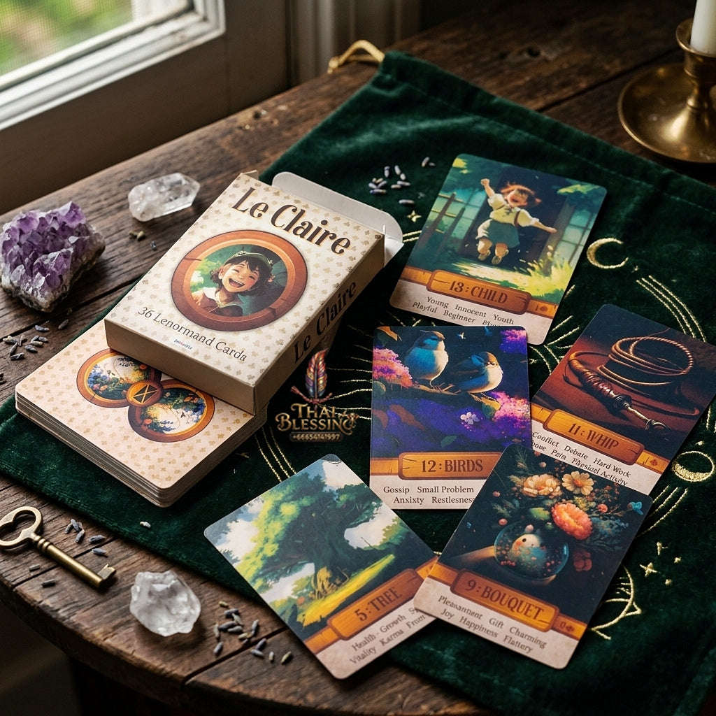 Le Claire Lenormand Oracle Deck (36 Pcs Storybook Art Edition with Keywords) - 10.4x7.4cm Easy-to-Read Divination Cards for Beginners, Intuitive Readings & Collectors Thai Blessing Co By RURUECHA