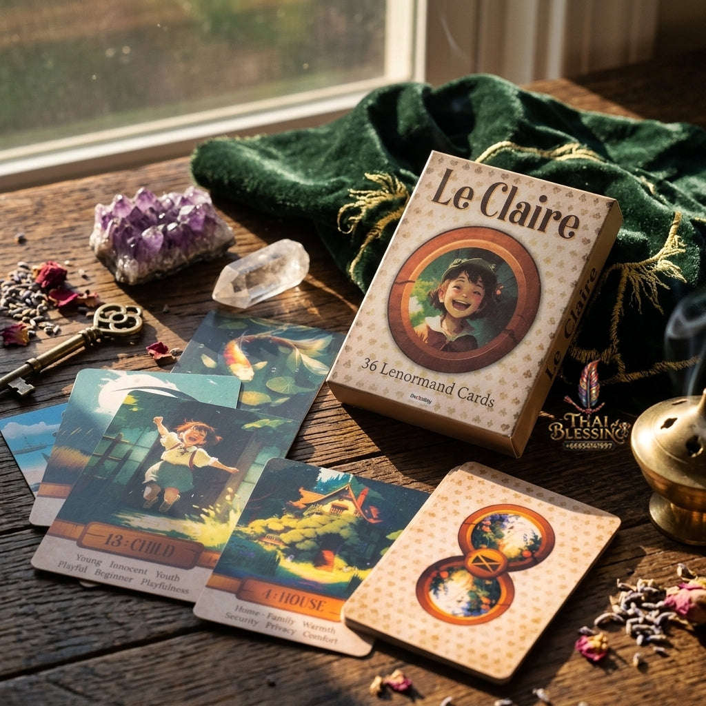 Le Claire Lenormand Oracle Deck (36 Pcs Storybook Art Edition with Keywords) - 10.4x7.4cm Easy-to-Read Divination Cards for Beginners, Intuitive Readings & Collectors Thai Blessing Co By RURUECHA