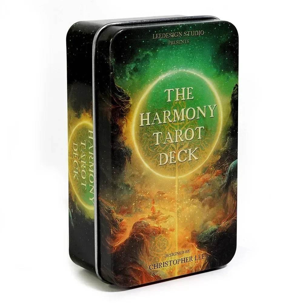 The Harmony Tarot Deck - 78 Gold-Edged Cards in Protective Metal Tin Case, Premium High-Frequency Art Stock Classic Divination Matrix, Portable Self-Care Mindfulness Esoteric Talisman Gift