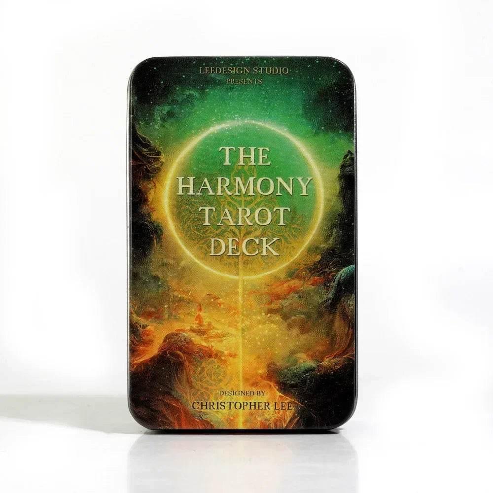 The Harmony Tarot Deck - 78 Gold-Edged Cards in Protective Metal Tin Case, Premium High-Frequency Art Stock Classic Divination Matrix, Portable Self-Care Mindfulness Esoteric Talisman Gift