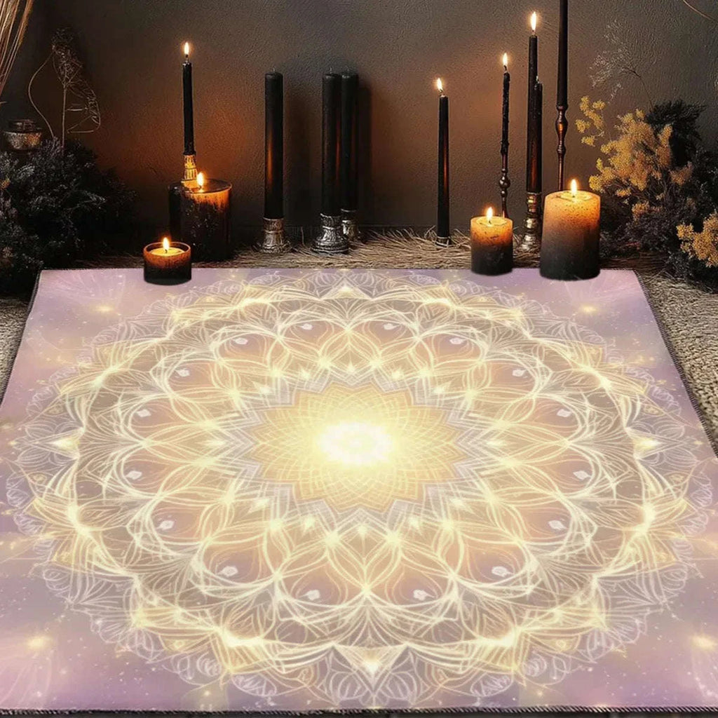 🌸Life Flower Decorated Tarot Tablecloth﻿ | Altar Astrology Ritual Cloth – Perfect Gift for Tarot Enthusiasts | Durable Polyester Tablecloth