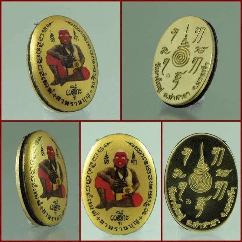 Locket Ta Pran Boon Amulet - Authentic Golden Back Thai Blessing Pendant