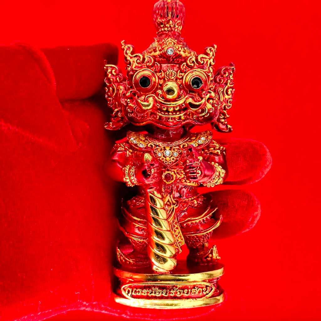 Vibrant Lord Vesuvanna lucky charm figurine with intricate details, perfect for home decor and spiritual beliefs.