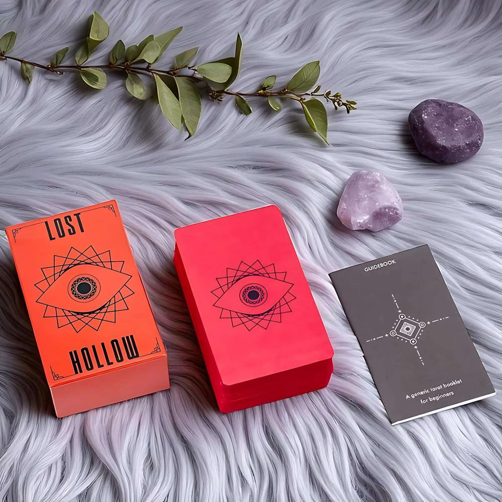 Lost Hollow Tarot Deck 10.3 x 6 cm – Beginner-Friendly with Guidebook & Red Gilded Edges