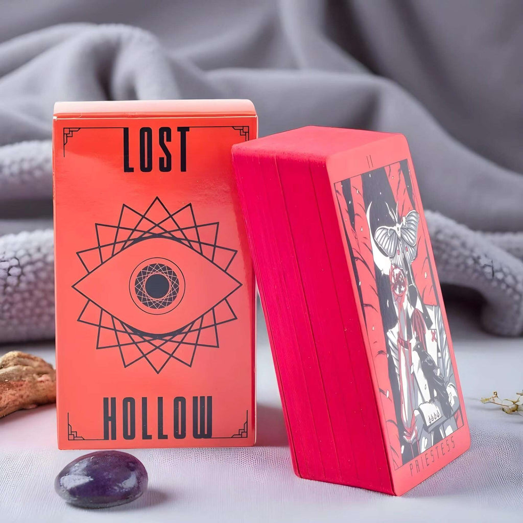 Lost Hollow Tarot Deck 10.3 x 6 cm – Beginner-Friendly with Guidebook & Red Gilded Edges