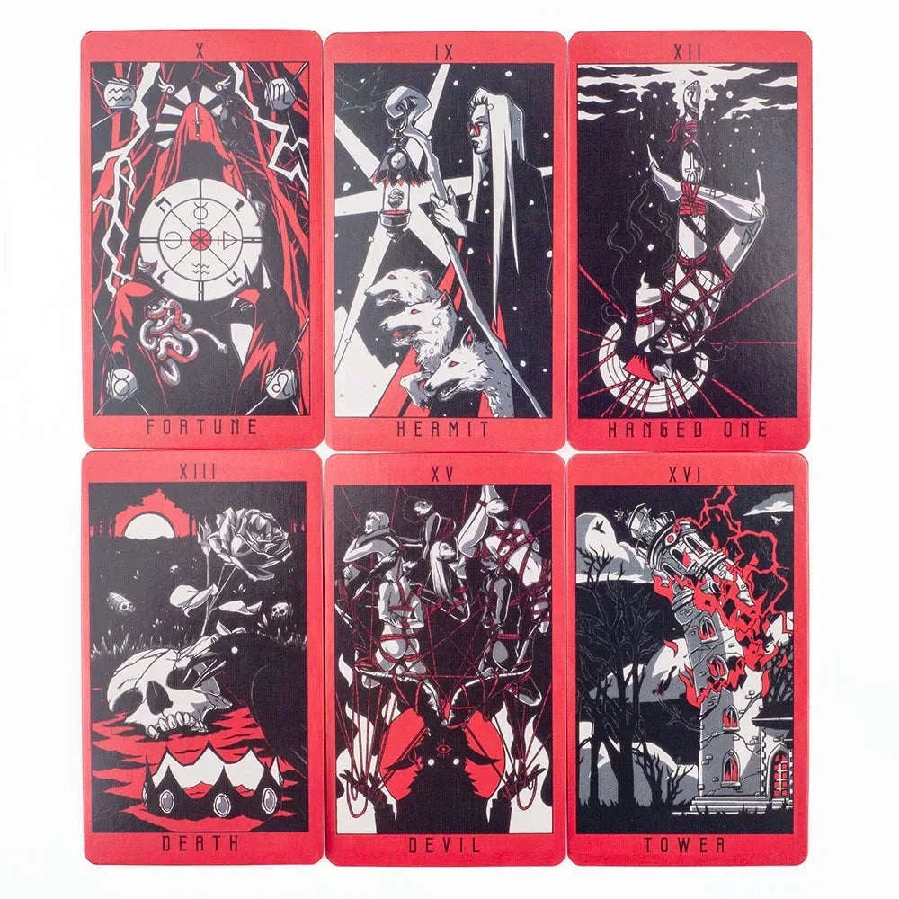 Lost Hollow Tarot Deck - 80-Card Deck with Unique Red Gilded Edges for Fate Divination and Fortune Telling