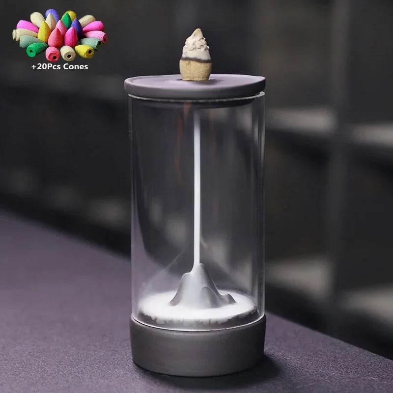 Zen Aromatherapy Incense Burner - Elegant Glass Design for a Serene Thai Experience AP90 With 20cones