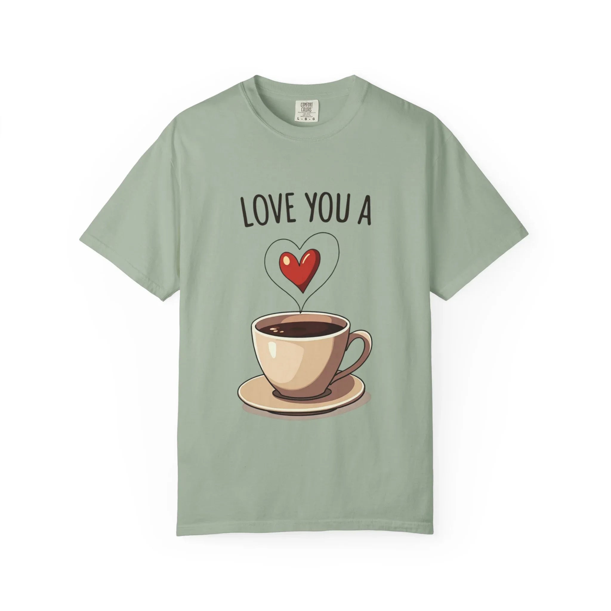 Love You a Latte Shirt, Coffee Cup Heart Steam T-Shirt, Cute Coffee Lover Tee, Cafe Date Graphic, Barista Gift, Valentine Bay