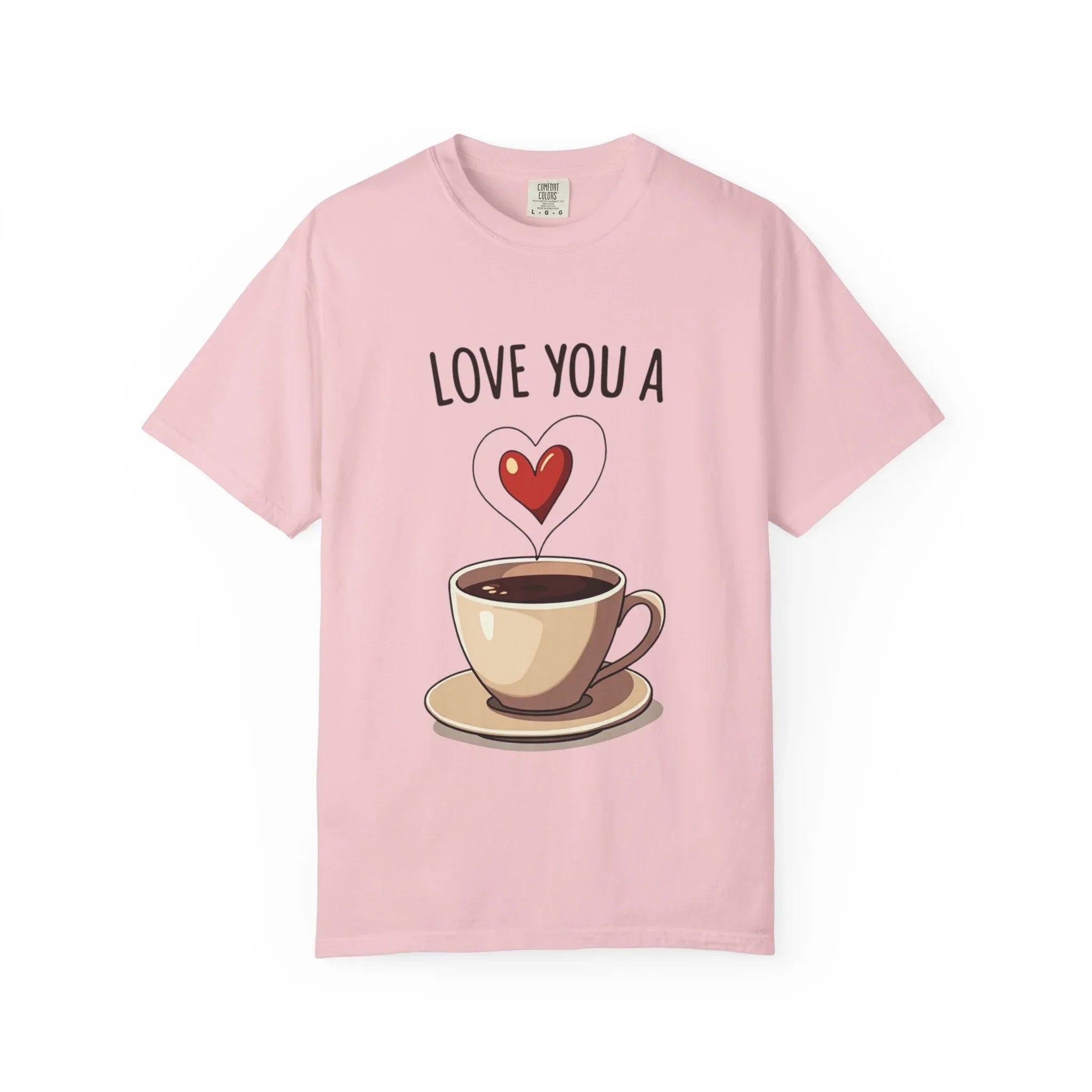 Love You a Latte Shirt, Coffee Cup Heart Steam T-Shirt, Cute Coffee Lover Tee, Cafe Date Graphic, Barista Gift, Valentine Blossom XL