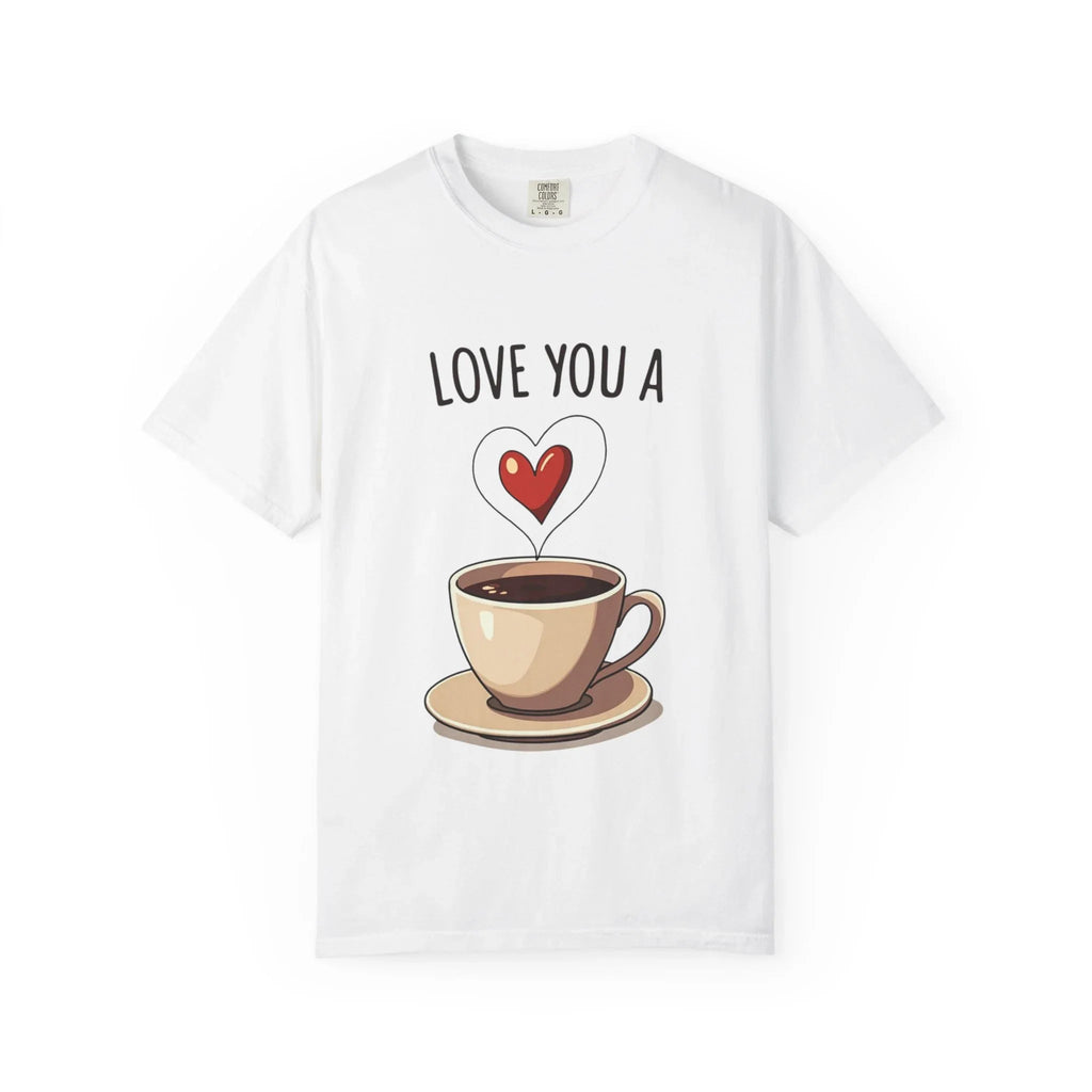 Love You a Latte Shirt, Coffee Cup Heart Steam T-Shirt, Cute Coffee Lover Tee, Cafe Date Graphic, Barista Gift, Valentine
