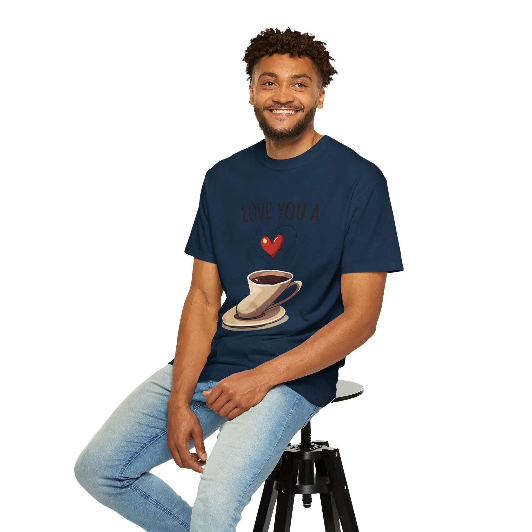 Love You a Latte Shirt, Coffee Cup Heart Steam T-Shirt, Cute Coffee Lover Tee, Cafe Date Graphic, Barista Gift, Valentine