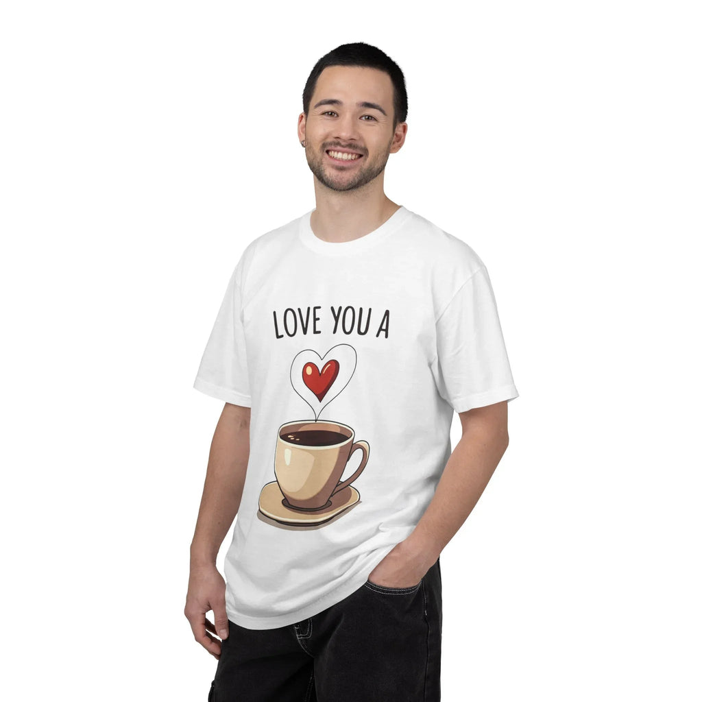 Love You a Latte Shirt, Coffee Cup Heart Steam T-Shirt, Cute Coffee Lover Tee, Cafe Date Graphic, Barista Gift, Valentine