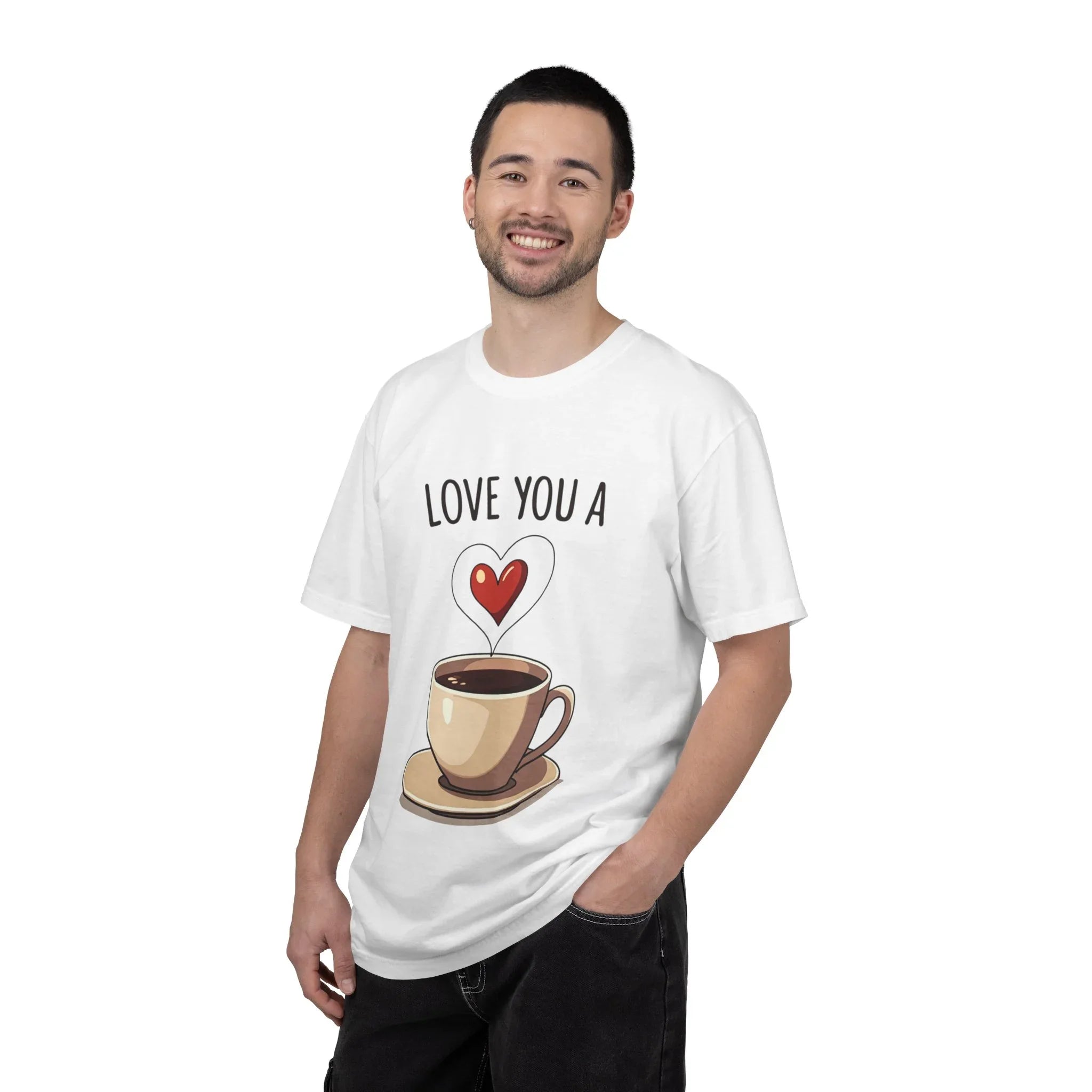 Love You a Latte Shirt, Coffee Cup Heart Steam T-Shirt, Cute Coffee Lover Tee, Cafe Date Graphic, Barista Gift, Valentine