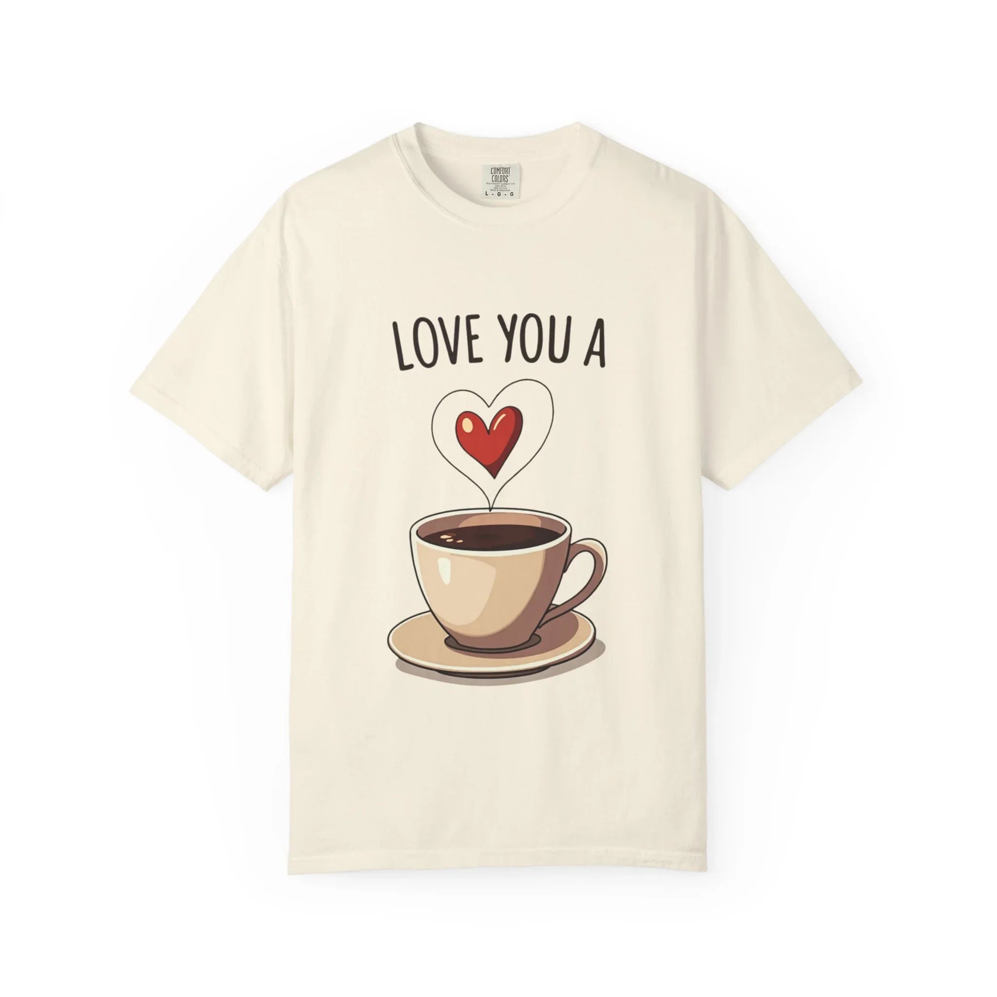 Love You a Latte Shirt, Coffee Cup Heart Steam T-Shirt, Cute Coffee Lover Tee, Cafe Date Graphic, Barista Gift, Valentine Ivory