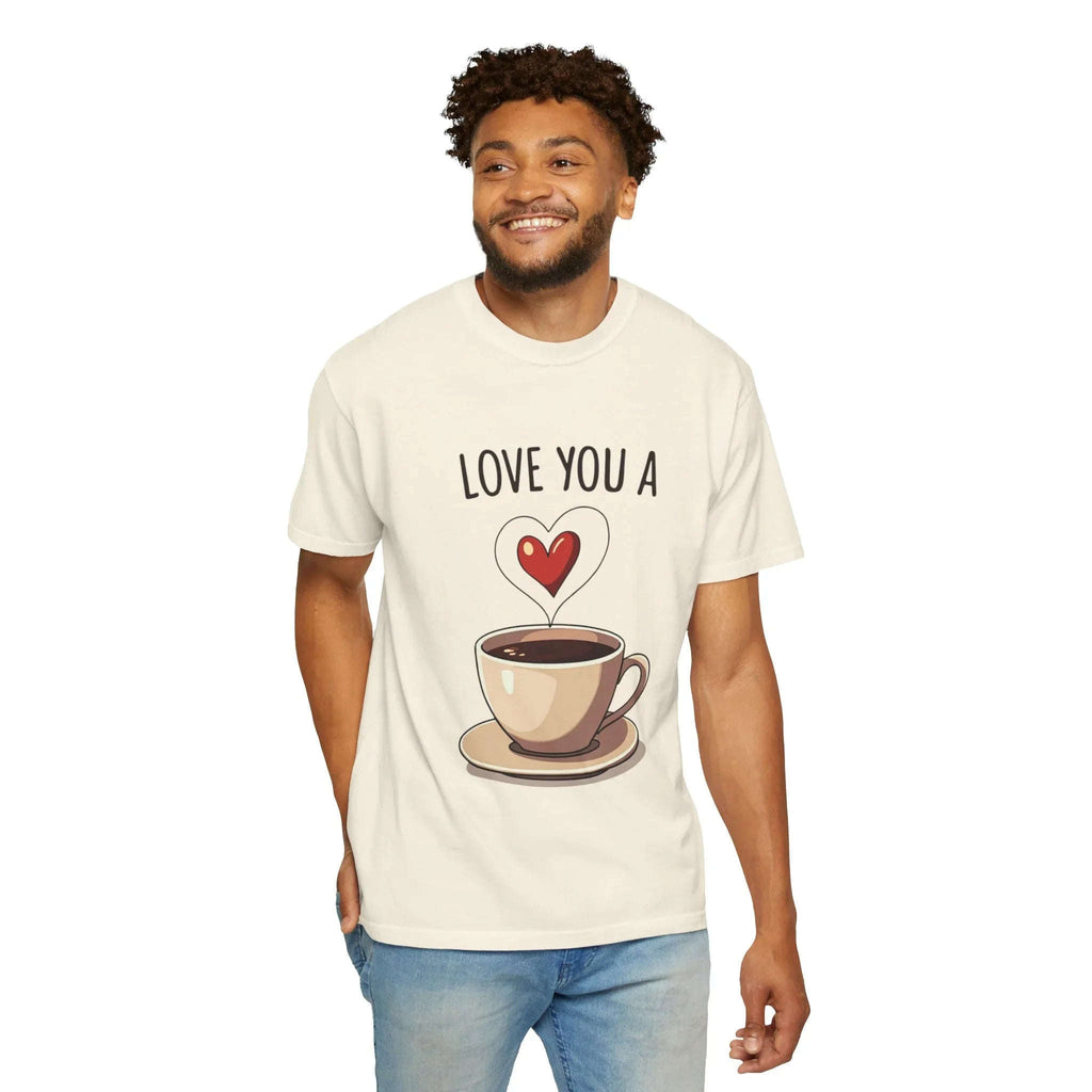 Love You a Latte Shirt, Coffee Cup Heart Steam T-Shirt, Cute Coffee Lover Tee, Cafe Date Graphic, Barista Gift, Valentine