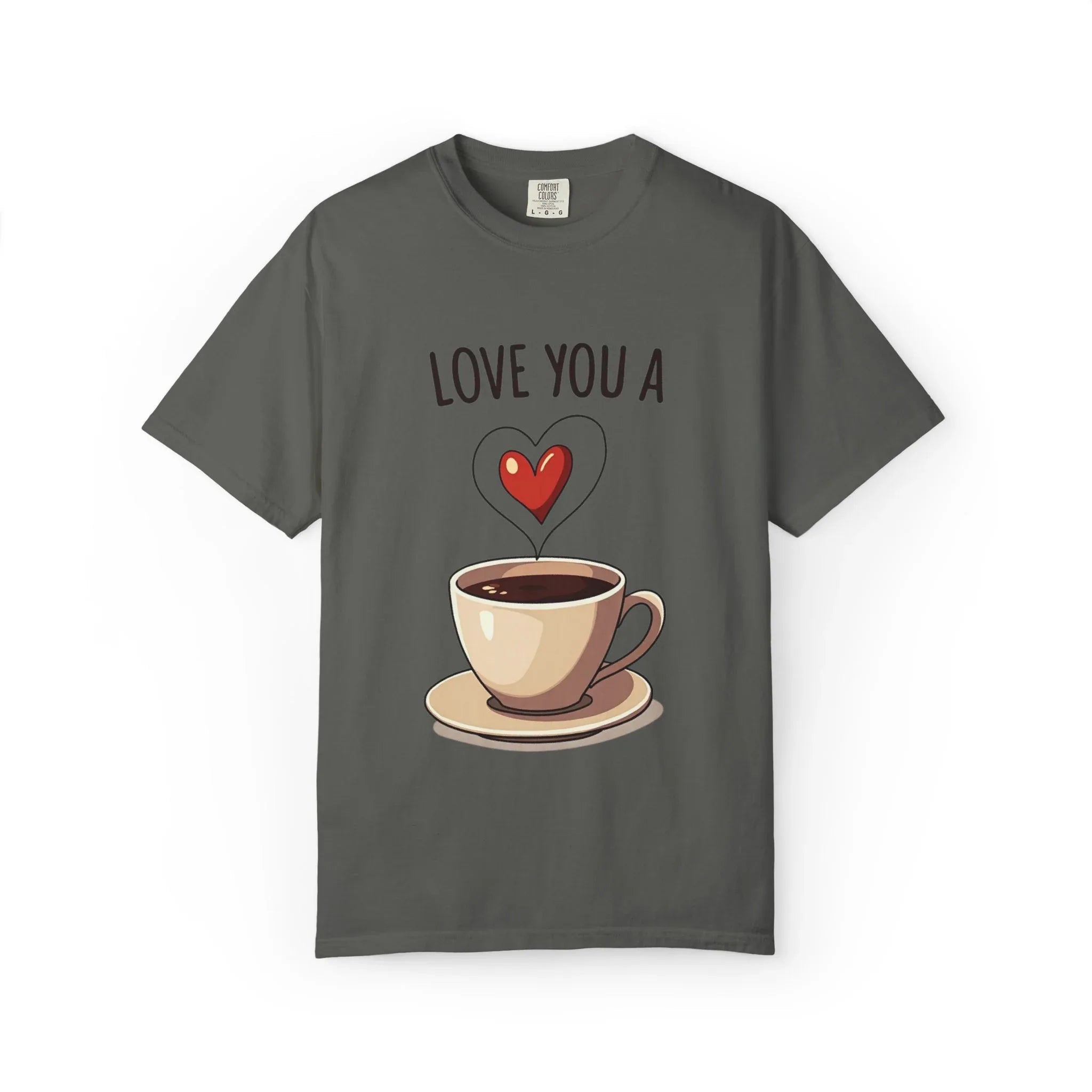 Love You a Latte Shirt, Coffee Cup Heart Steam T-Shirt, Cute Coffee Lover Tee, Cafe Date Graphic, Barista Gift, Valentine Pepper