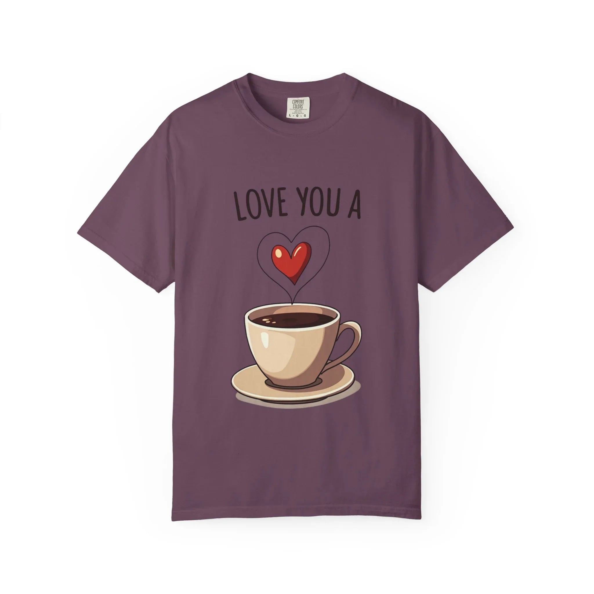 Love You a Latte Shirt, Coffee Cup Heart Steam T-Shirt, Cute Coffee Lover Tee, Cafe Date Graphic, Barista Gift, Valentine Berry M