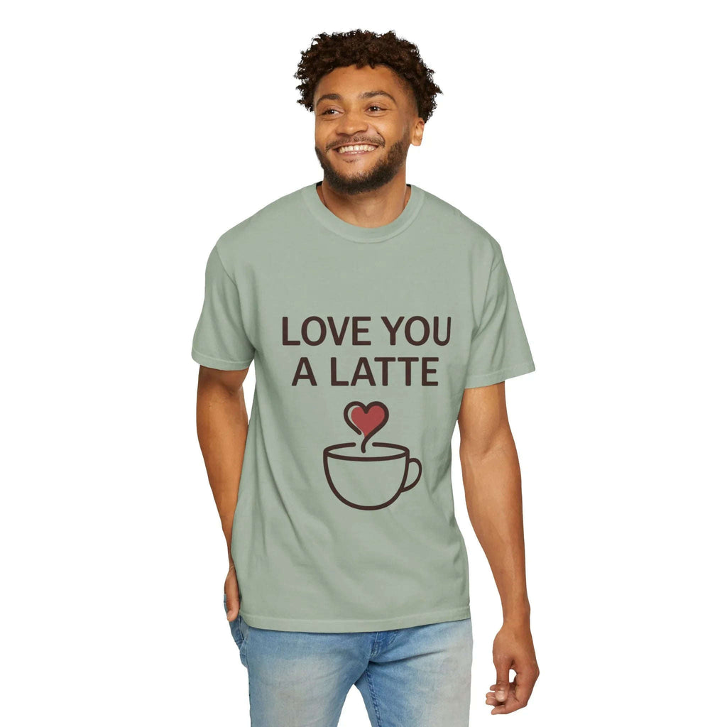 Love You a Latte Shirt, Coffee Lover T-Shirt, Cute Latte Cup Heart Tee, Cafe Aesthetic Graphic, Barista Gift, Valentine Coffee
