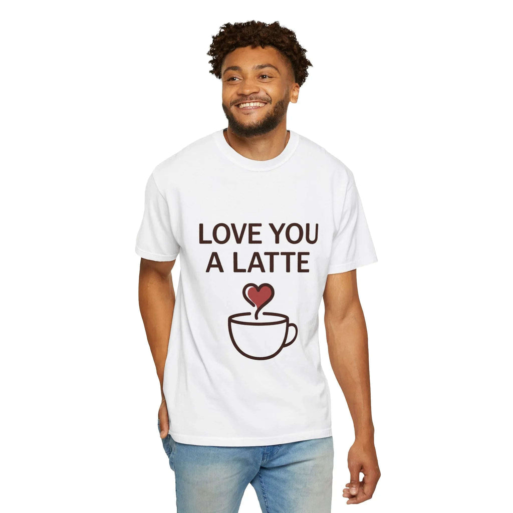 Love You a Latte Shirt, Coffee Lover T-Shirt, Cute Latte Cup Heart Tee, Cafe Aesthetic Graphic, Barista Gift, Valentine Coffee