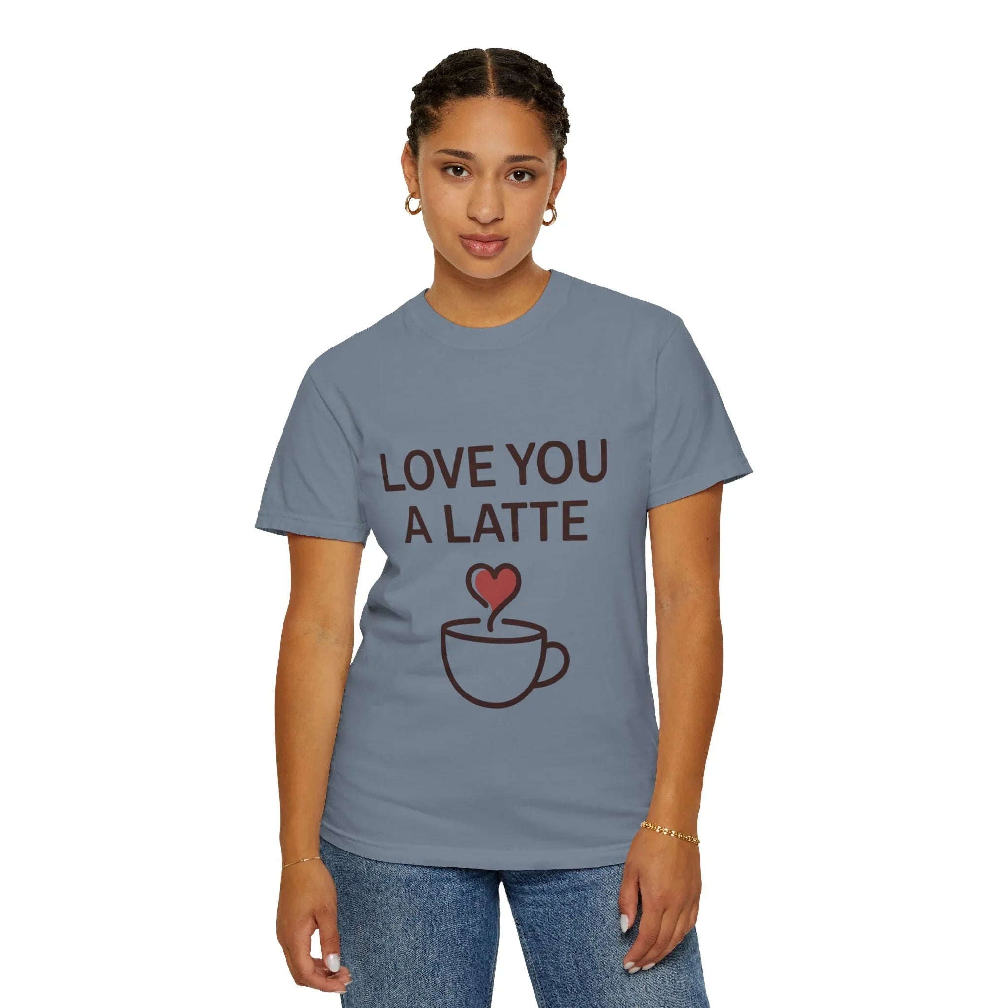 Love You a Latte Shirt, Coffee Lover T-Shirt, Cute Latte Cup Heart Tee, Cafe Aesthetic Graphic, Barista Gift, Valentine Coffee
