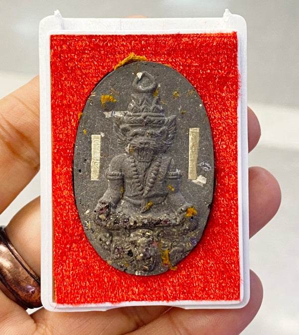 Brahma Krue Phu Chao Saming Phrai Amulet – Blessed by Luang Phor Klin ร้านค้าของฉัน Green camouflage Betel nut powder Black commoners Betel nut powder-Black commoners-Green camouflage-purple-Betel nut powder embedded with 2 Takruts-Prai Dam 2 Takruts-Tiger pattern 2 amulets-