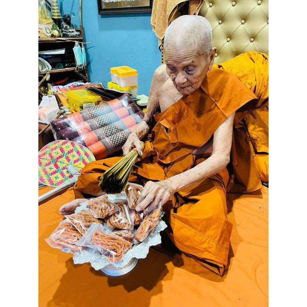 Luang Pu Im Blessed Amulet Set: Robe Thread, Betel Nut & Lead Takrut for Charm, Protection & Success at Wat Thung Na Mai x Luang Phor Kliai