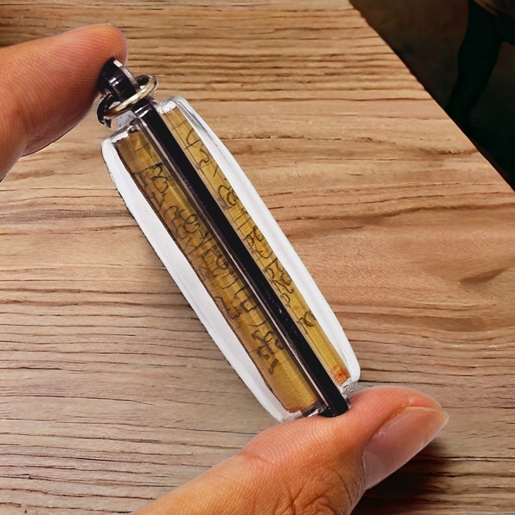 Luang Pu Sila Spiritual Protection Charm Pendant Takrud Bai Lan Ancient Script