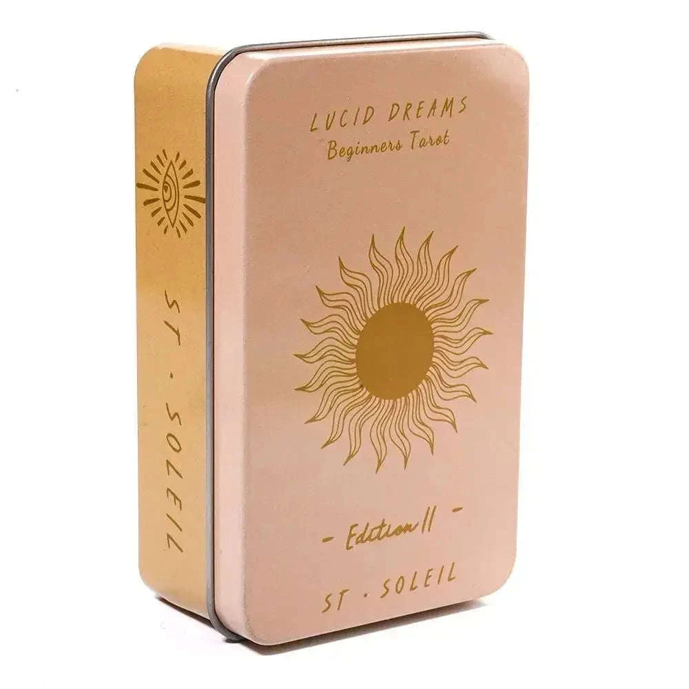 Lucid Dreams Beginners Tarot Deck in Tin Metal Box – 78 Cards with PDF Guidebook for Divination and Entertainment