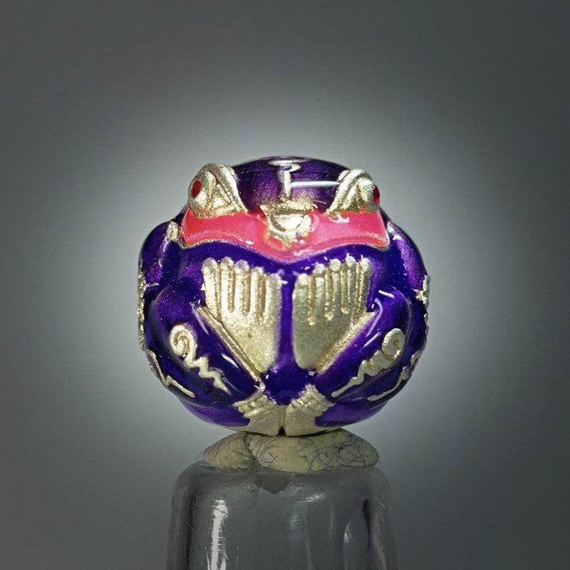 Lucky Royal Frog amulet in purple and gold, symbolizing prosperity and good fortune for home decor