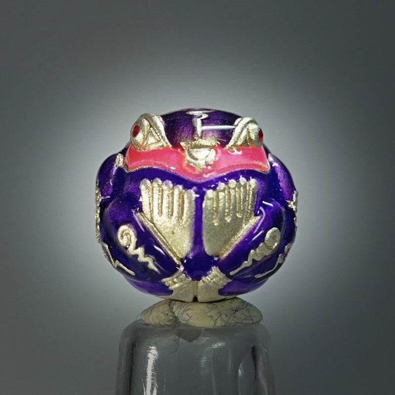 Lucky Frog Amulet Bracelet for Wealth and Prosperity Enhancement Purple enamel with silver pattern