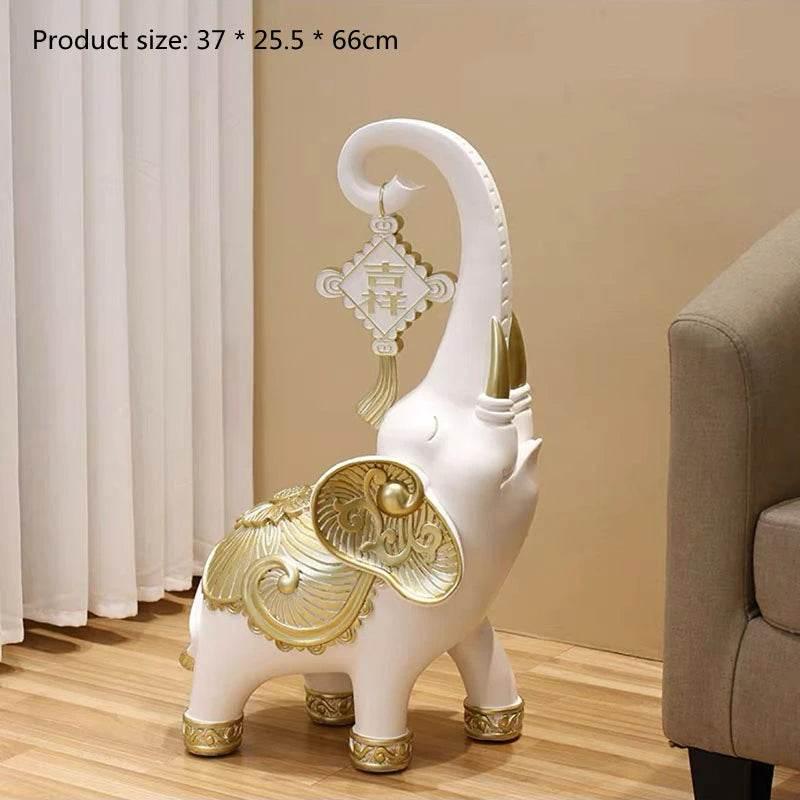 Gold Elephant Tray for Keys and Jewelry - Decorative Home Accent Statue white