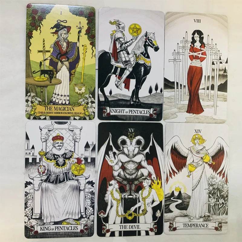 Secret Mirror Tarot Cards - Thai Tarot Cards English Vision Edition (80 Cards, 10x6.3cm)