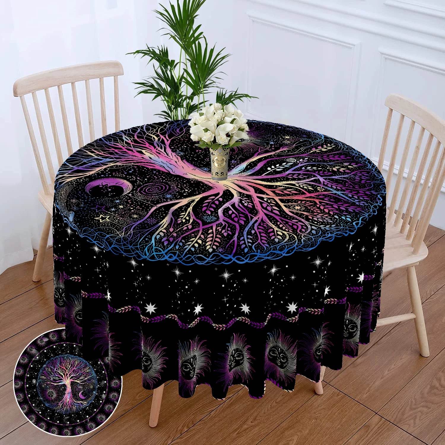 Waterproof Sun and Moon Tapestry Tablecloth for Stylish Home Decor yz8 W63inchxL63inch