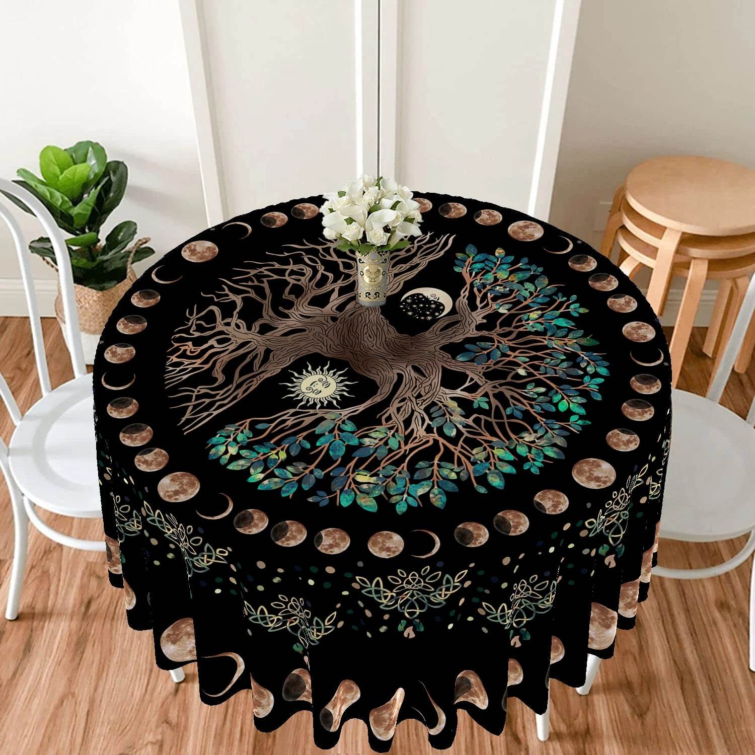 Waterproof Sun and Moon Tapestry Tablecloth for Stylish Home Decor
