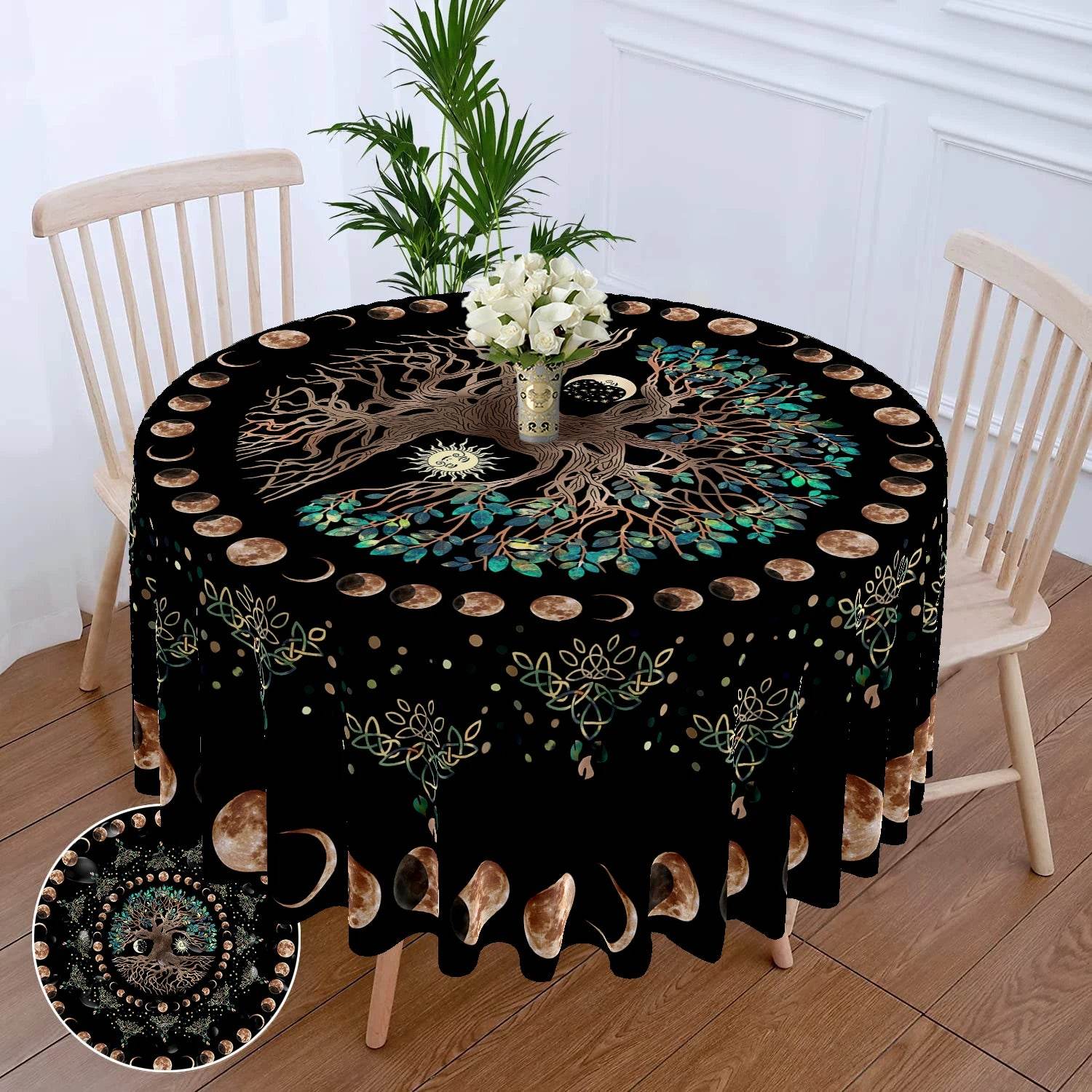 Waterproof Sun and Moon Tapestry Tablecloth for Stylish Home Decor yz7 W63inchxL63inch