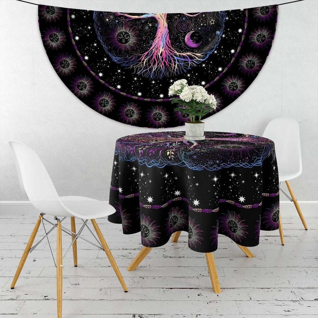 Waterproof Sun and Moon Tapestry Tablecloth for Stylish Home Decor