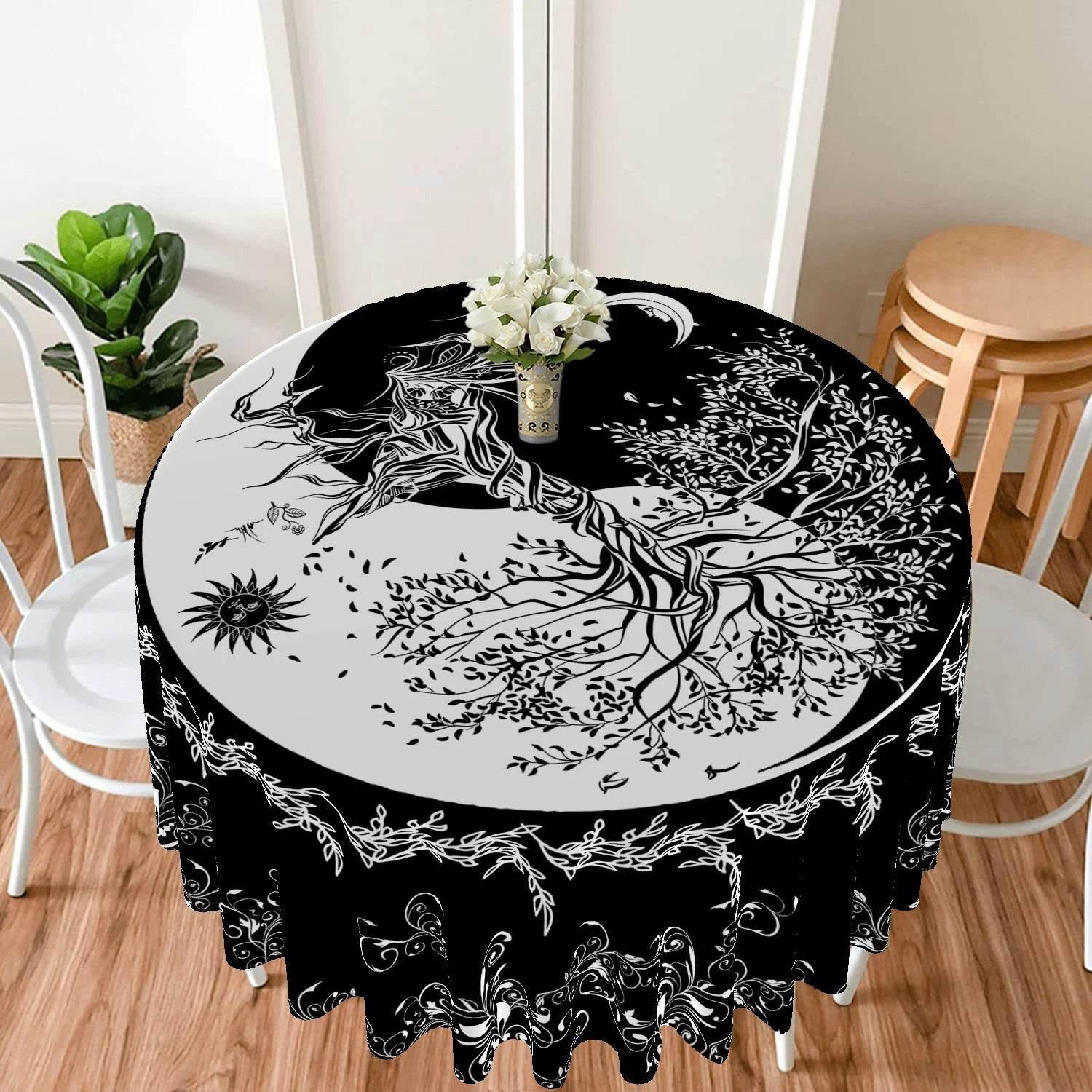 Waterproof Sun and Moon Tapestry Tablecloth for Stylish Home Decor