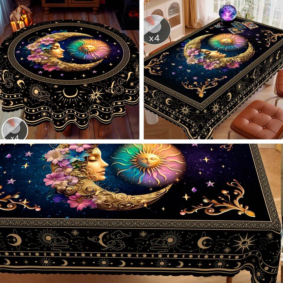 Mystical Divination Table Cover - Celestial Bohemian Tablecloth for Tarot and Rituals 152*152cm