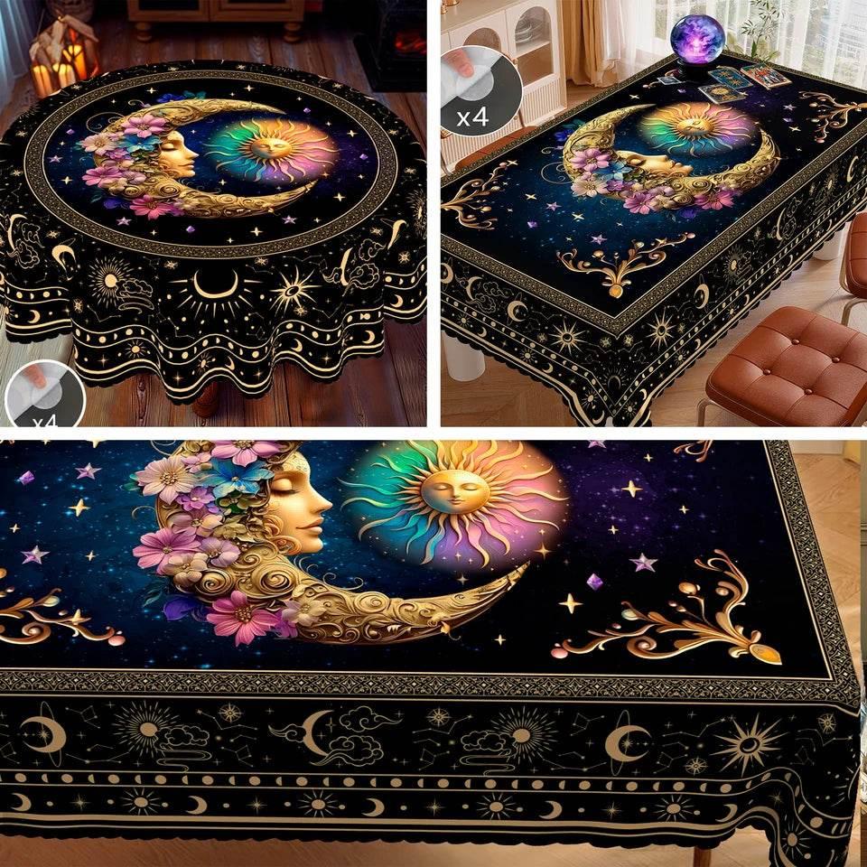 Mystical Divination Table Cover - Celestial Bohemian Tablecloth for Tarot and Rituals 152*152cm