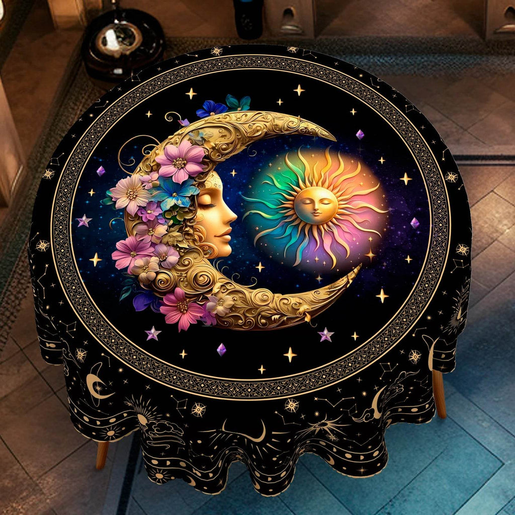 Mystical Divination Table Cover - Celestial Bohemian Tablecloth for Tarot and Rituals