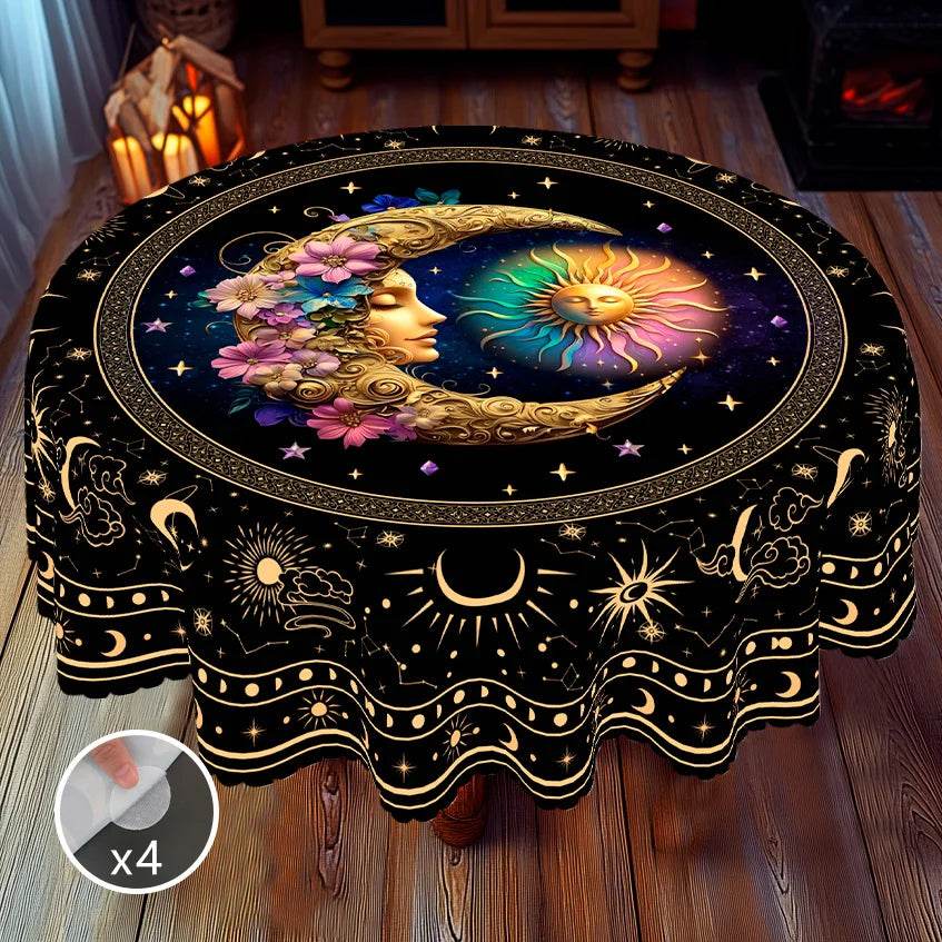 Mystical Divination Table Cover - Celestial Bohemian Tablecloth for Tarot and Rituals