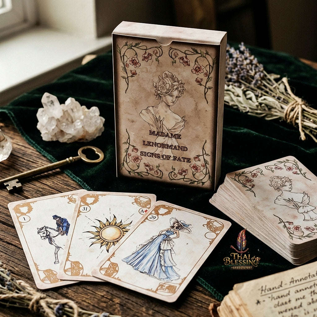 Madame Lenormand Signs of Fate Oracle Deck (42 Cards) - Vintage Watercolor Fortune Telling Edition for Intuitive Guidance, Divination & Lenormand Collectors