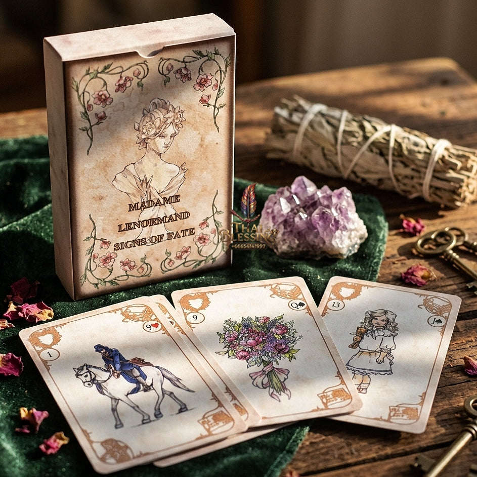 Madame Lenormand Signs of Fate Oracle Deck (42 Cards) - Vintage Watercolor Fortune Telling Edition for Intuitive Guidance, Divination & Lenormand Collectors