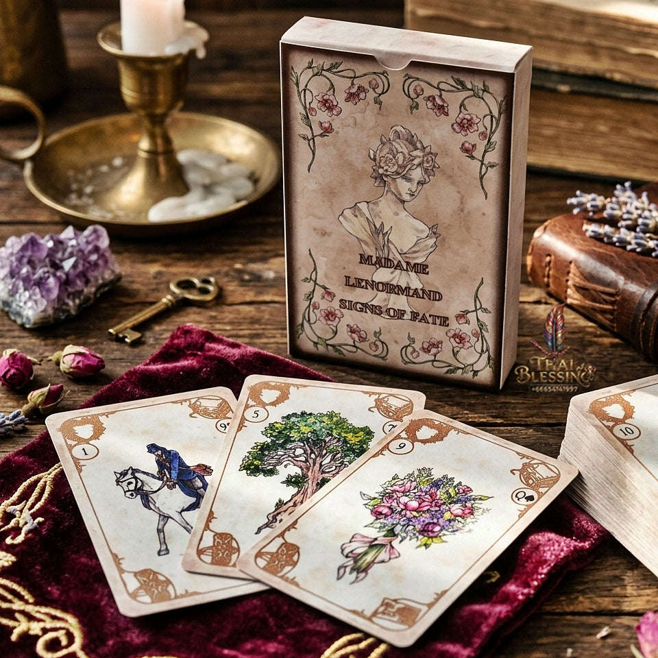 Madame Lenormand Signs of Fate Oracle Deck (42 Cards) - Vintage Watercolor Fortune Telling Edition for Intuitive Guidance, Divination & Lenormand Collectors