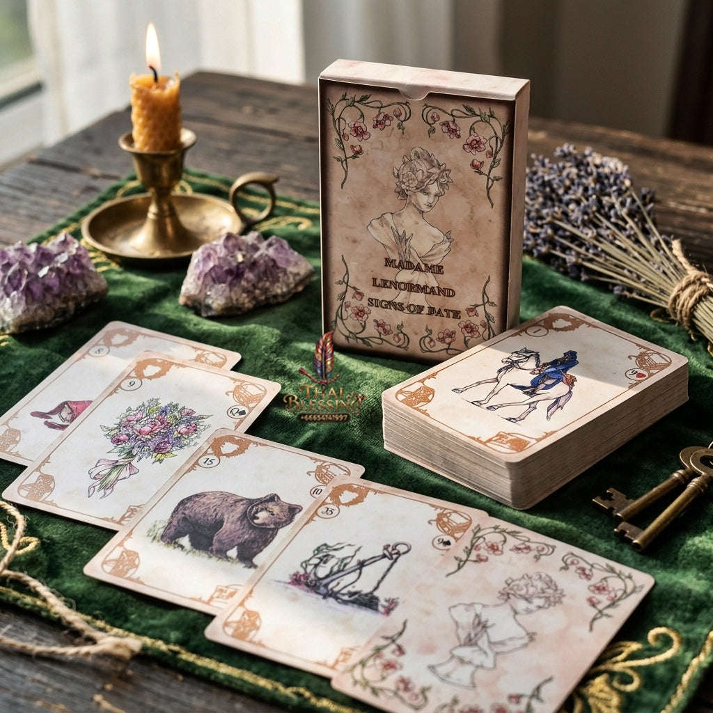 Madame Lenormand Signs of Fate Oracle Deck (42 Cards) - Vintage Watercolor Fortune Telling Edition for Intuitive Guidance, Divination & Lenormand Collectors