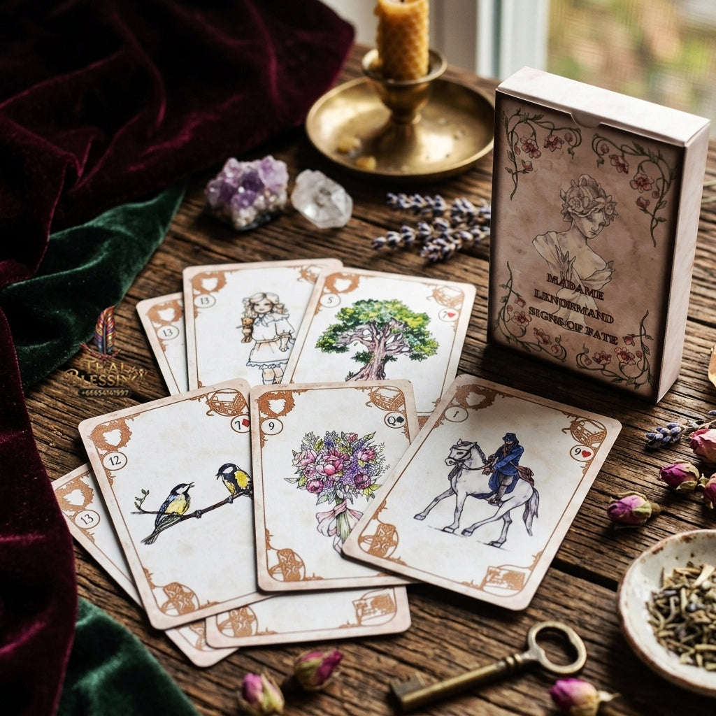 Madame Lenormand Signs of Fate Oracle Deck (42 Cards) - Vintage Watercolor Fortune Telling Edition for Intuitive Guidance, Divination & Lenormand Collectors