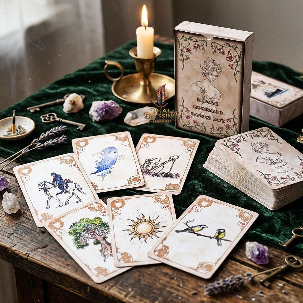 Madame Lenormand Signs of Fate Oracle Deck (42 Cards) - Vintage Watercolor Fortune Telling Edition for Intuitive Guidance, Divination & Lenormand Collectors