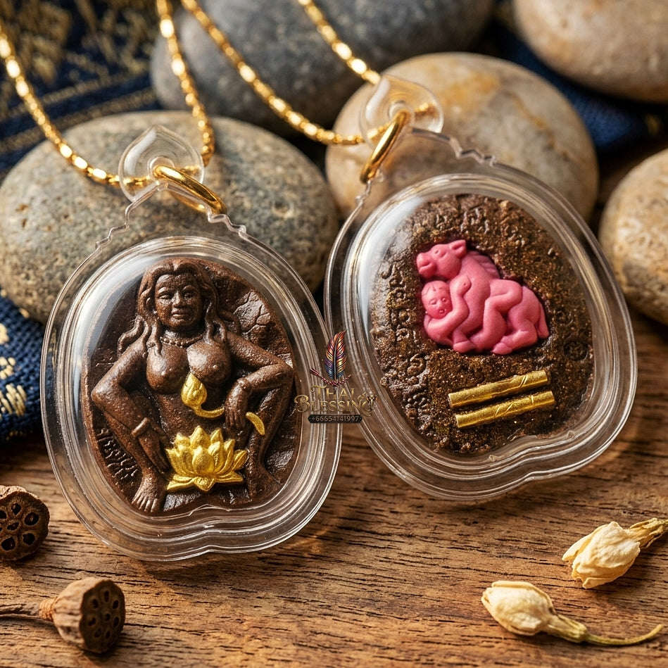 Mae Bua Bang Bai Thai Amulet Protection talisman good luck charm spiritual jewelry Hypnotic Lotus Charm Ruan Khem Saneh Sorcery Thai Blessing Co By RURUECHA