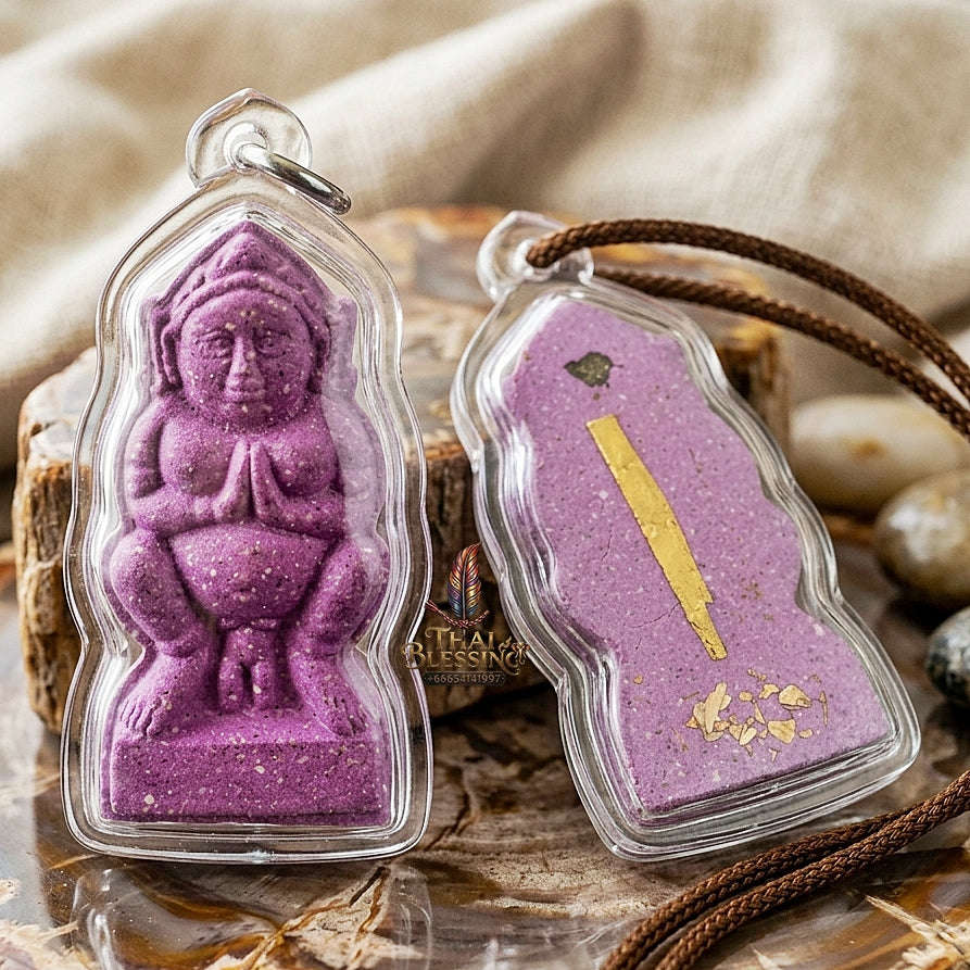 Mae Nang Phim Thai Amulet Protection talisman good luck charm spiritual jewelry Sacred Mae Nang Phim Mother Spirit Deity Purple Itthaje Charm Powder